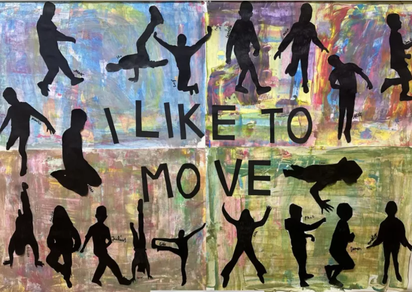 „I like to move“ - Klasse 5 (Spachteltechnik, Scherenschnitt)